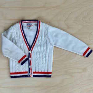 Vintage Bradlees England Style Toddler Baby Chunky Cable Knit Cardigan Sweater